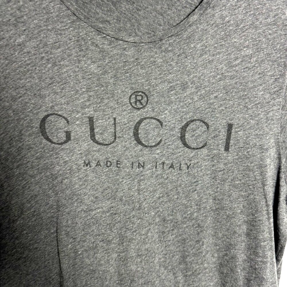 Gucci Dark Gray Logo Short Sleeve Crewneck Tee - Picture 3 of 9